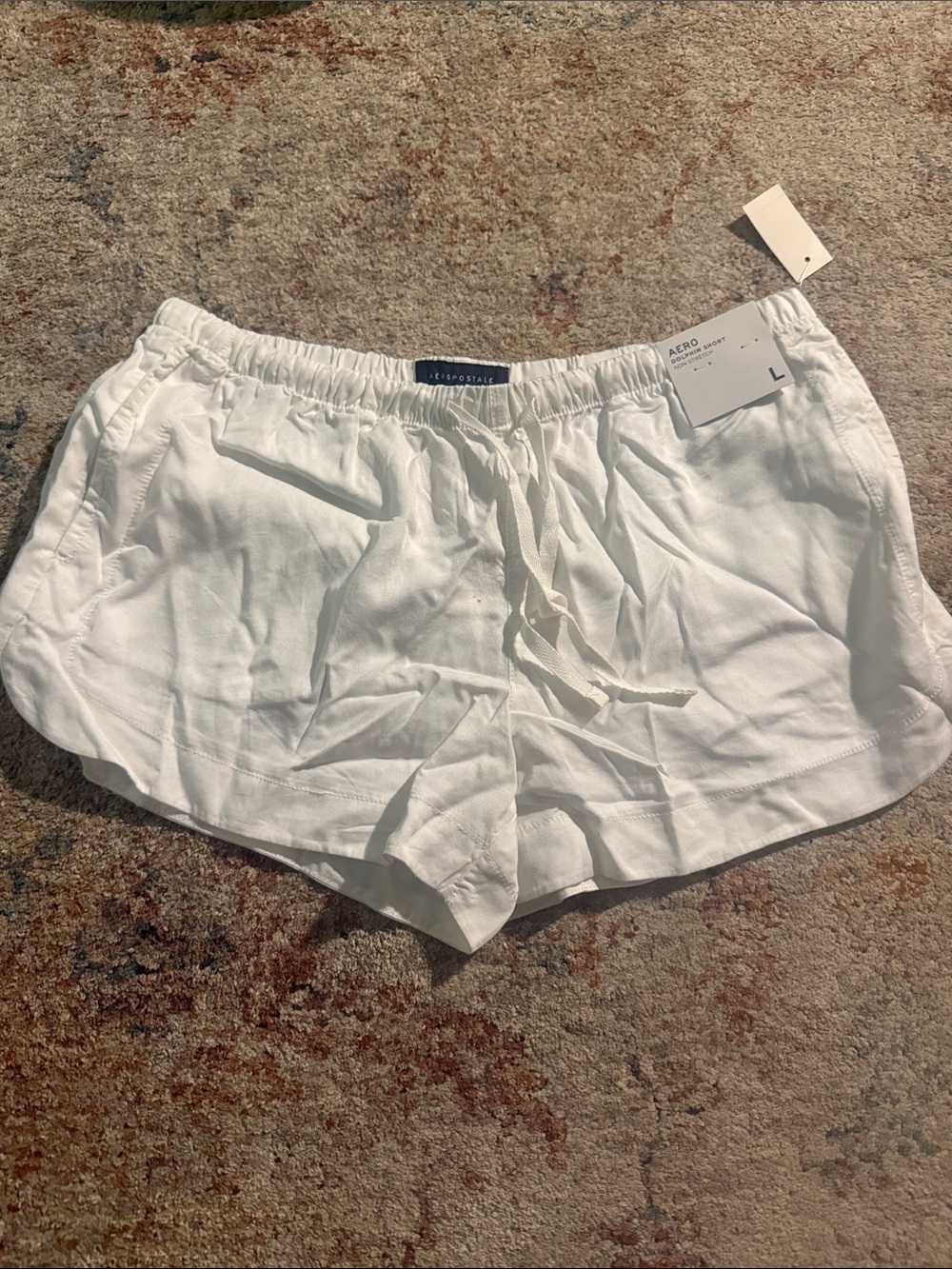Aeropostale White Elastic Waist Drawstring Women's Athletic Shorts